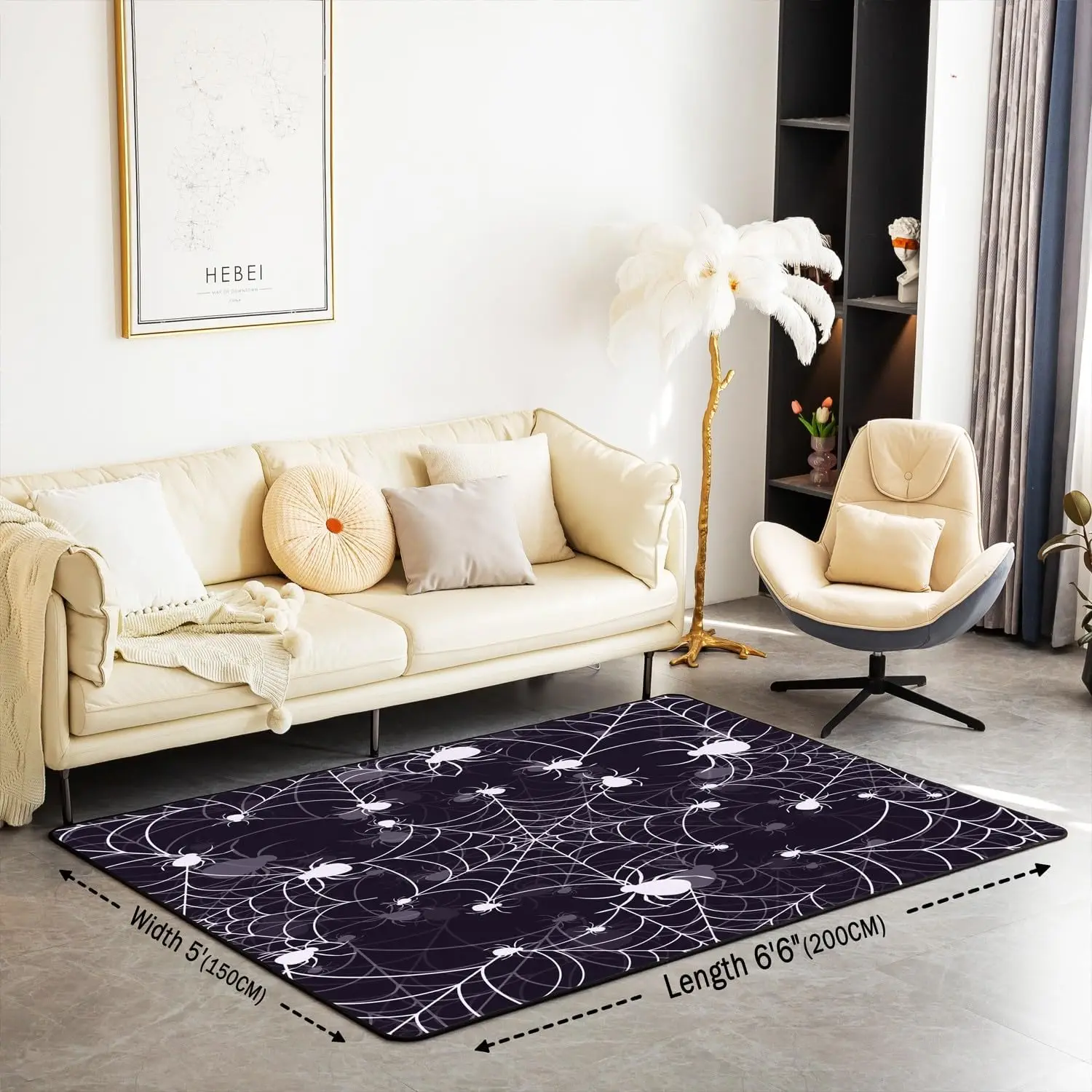 Tapetes impressos Spider Web para sala de estar, tapete de Halloween, tapete decorativo para crianças, quarto, mulheres, homens