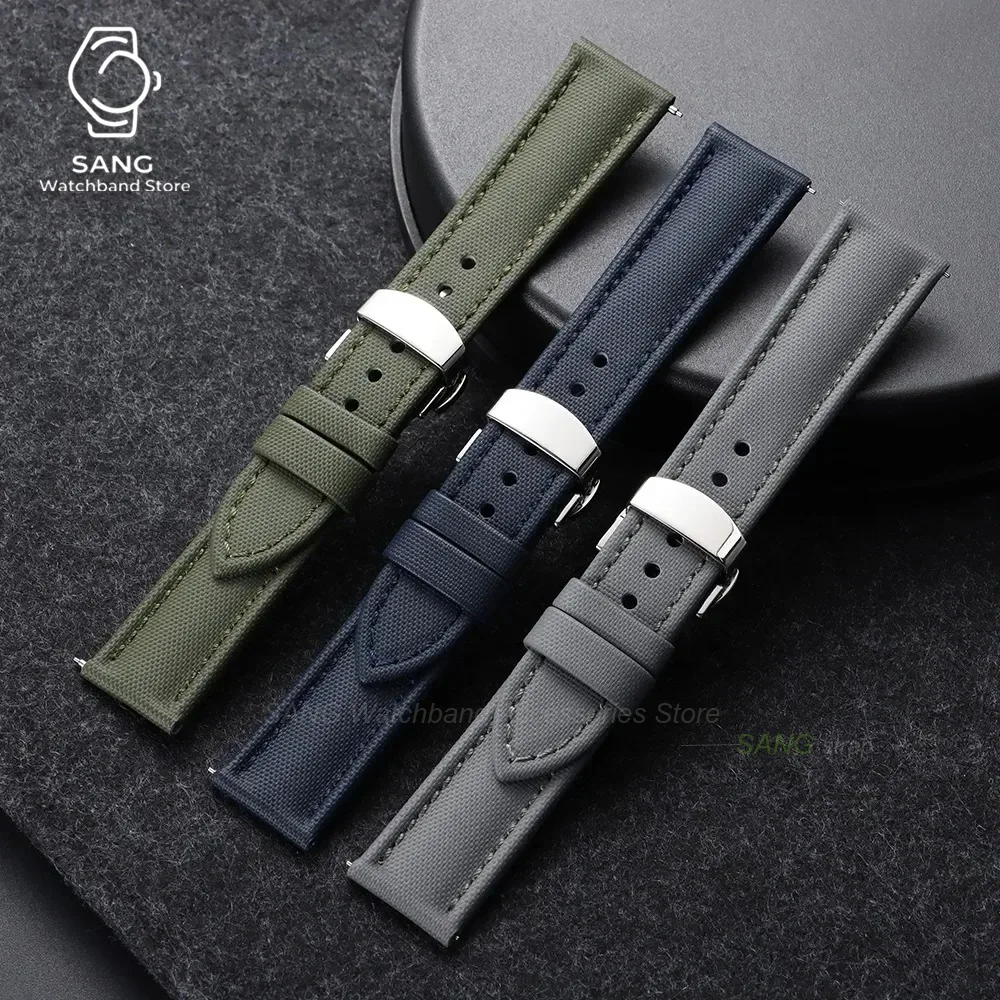 18mm 19mm 21mm 20mm 22mm Schnellverschluss-Segeltucharmband mit Butterfly-Schnalle für Herren und Damen, Wasserdichtes Canvas-Nylon-Uhrenarmband – Detail 15