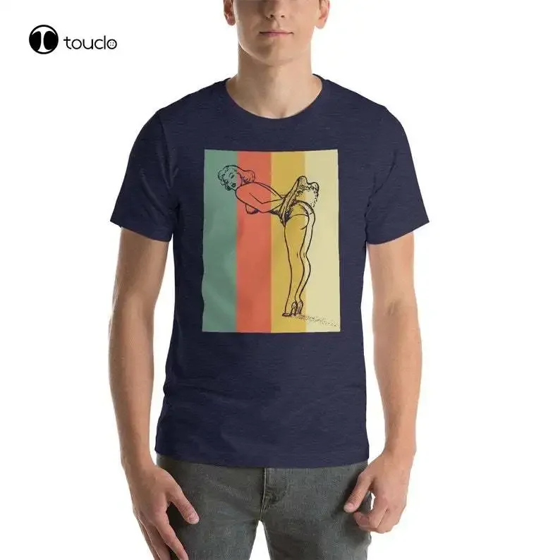 Retro Colors Sexy Upskirt Pin Up Girl T-Shirt - Vintage Pulp And Pinup Girl Short-Sleeve Unisex Tshirt