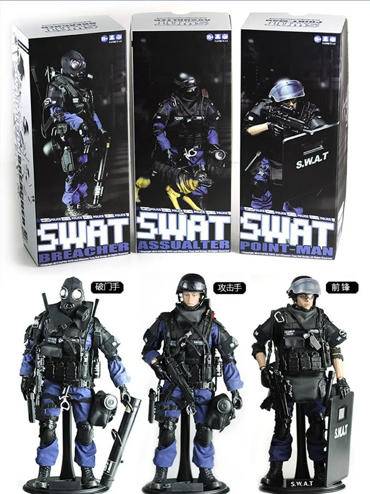 3 Styles Boys Gifts 1/6 SWAT Man Action Figure 30cm PVC Assaulter Attacker Breacher Point Soldier Model  Fans Collection Toys