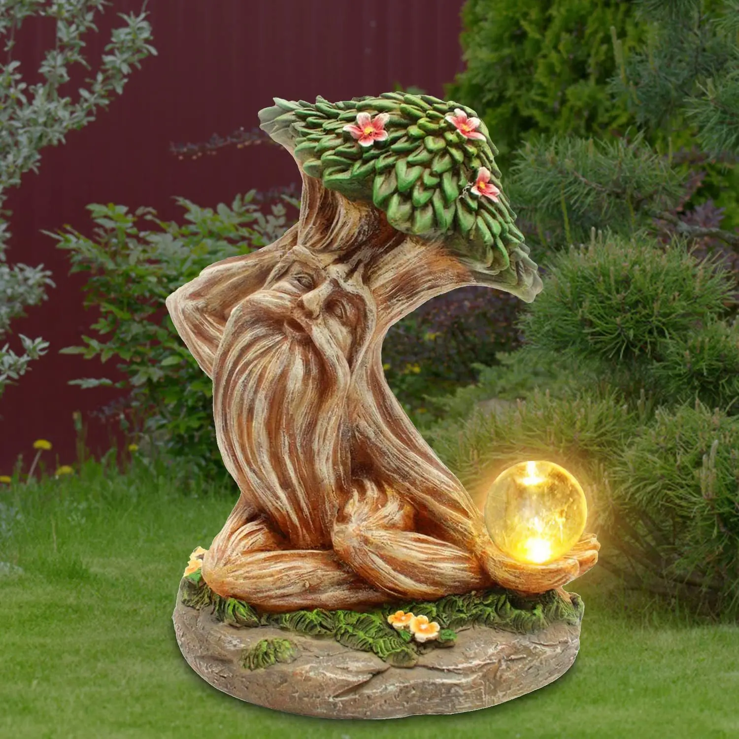 Solar Creative Personalized Resin Lamp Outdoor Garden Ornament Plant Elf Statue Courtyard Lawn Landscape Lamp