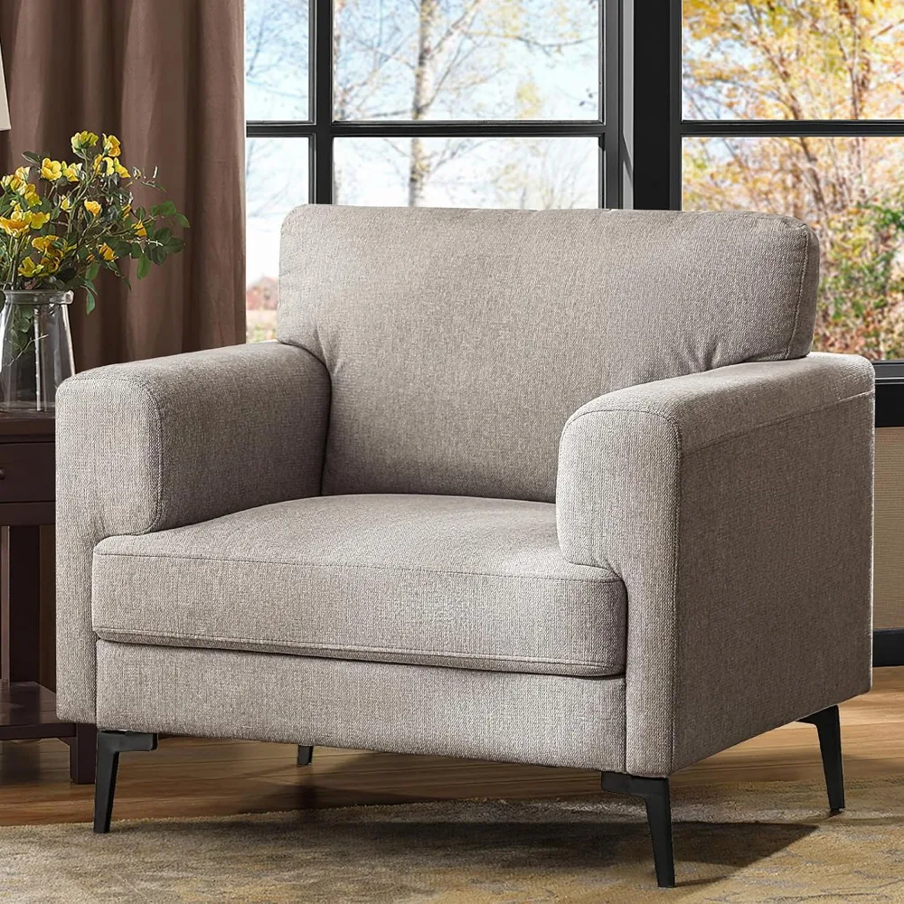 

Oversized Accent Chair, Upholstered Living Room Chairs Single Sofa Chair w/Metal Legs