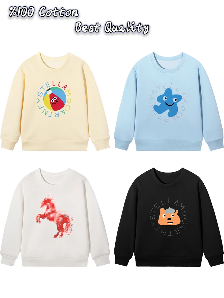 

Милый мультяшный свитшот с изображением лошади для мальчиков, зимняя повседневная одежда, модный пуловер с длинными рукавами и изображением белки, детская толстовка с капюшоном, уличная одежда, детский свитер