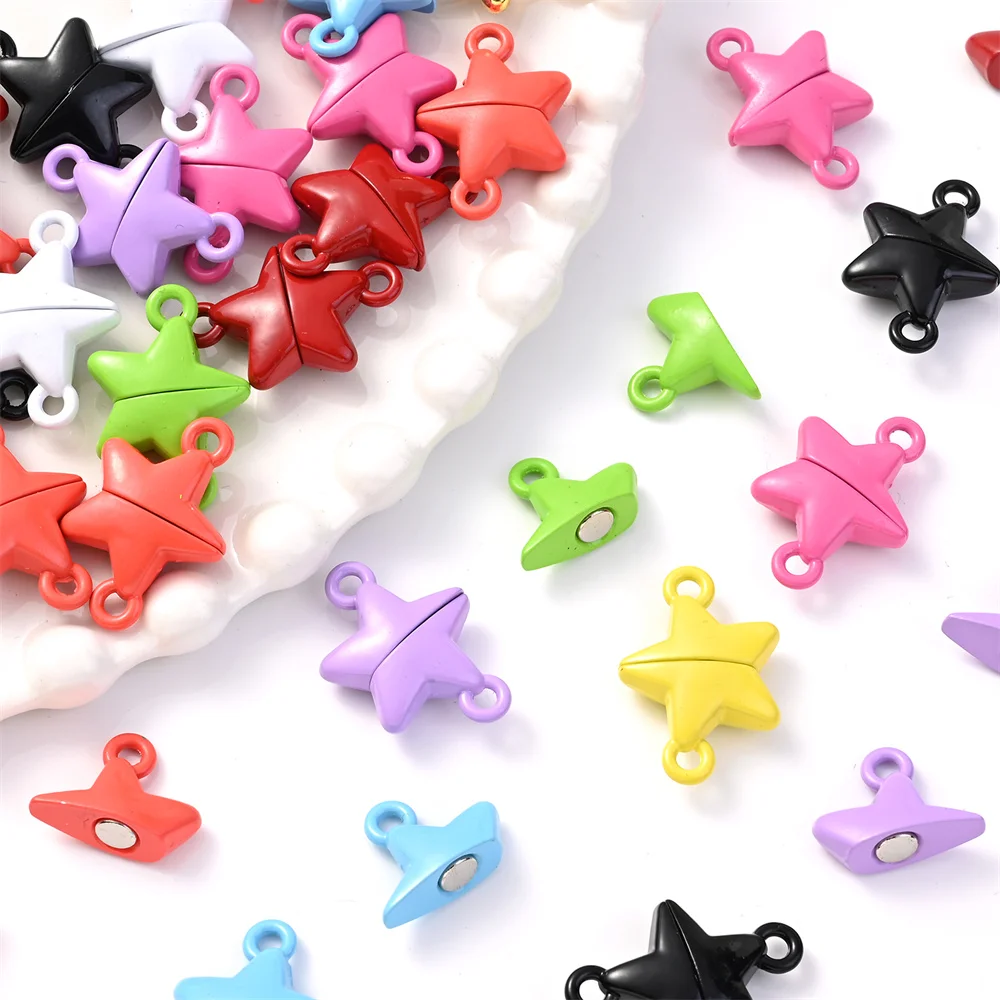 iYOE 5pairs/Lot Colorful Metal Star Magnet Clasps Charms For DIY Jewelry Magnetic Connector Bracelet Necklace Craft Accessories