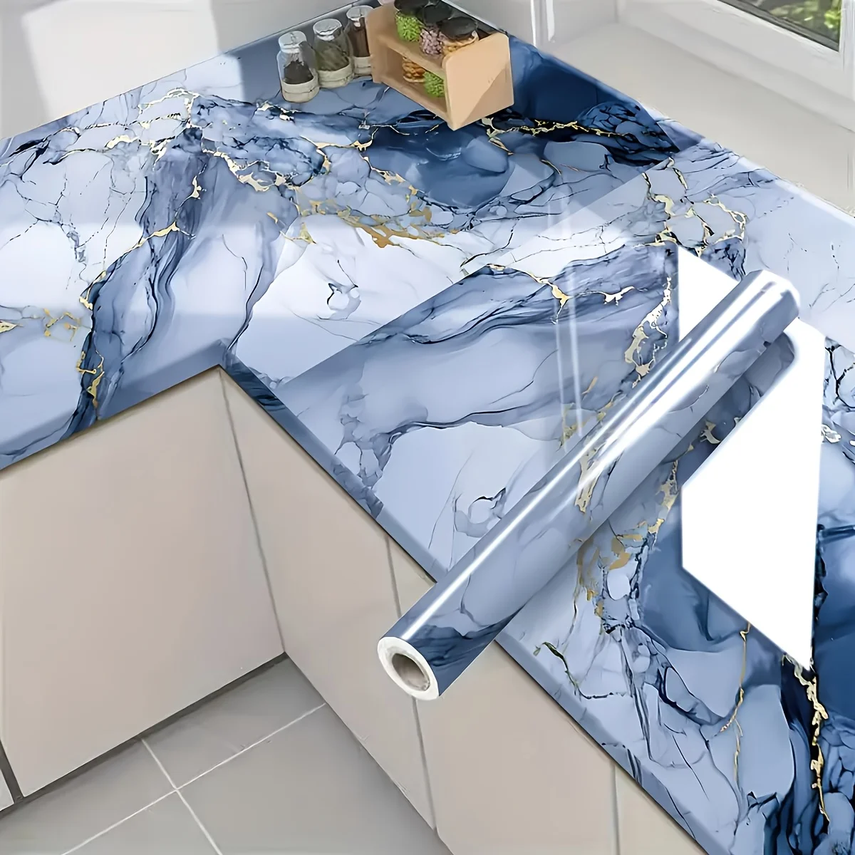 Marble Vinyl Wallpaper Roll | Self-Adhesive Oil-Resistant Peel & Stick Removable Contact Paper Waterproof Kitchen Wall Sticker