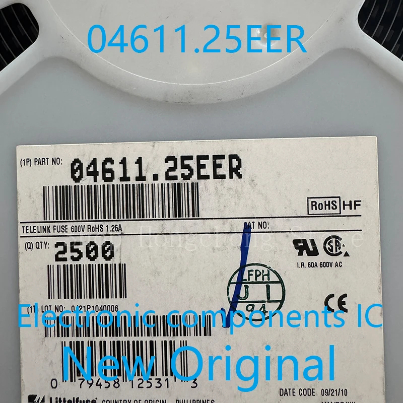 New 04611.25EER 04611.25ER 04611.25 Fuse Chip Slow Blow Acting 1.25A 600V SMD Solder Pad 10.1 X 3.12 X 3.12mm Ceramic T/R 50PCS