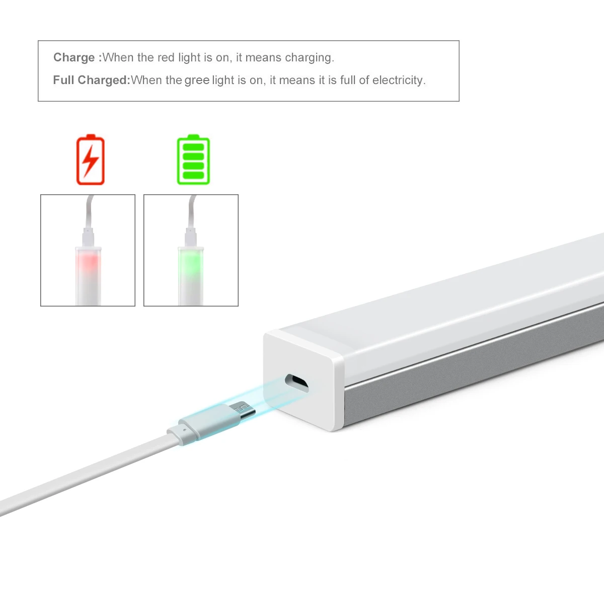 Bezprzewodowa ładowalna lampa szafkowa USB z czujnikiem ruchu Lampka nocna LED 5V Przenośna sypialnia Kuchnia Szafa Szafa Schody Światło