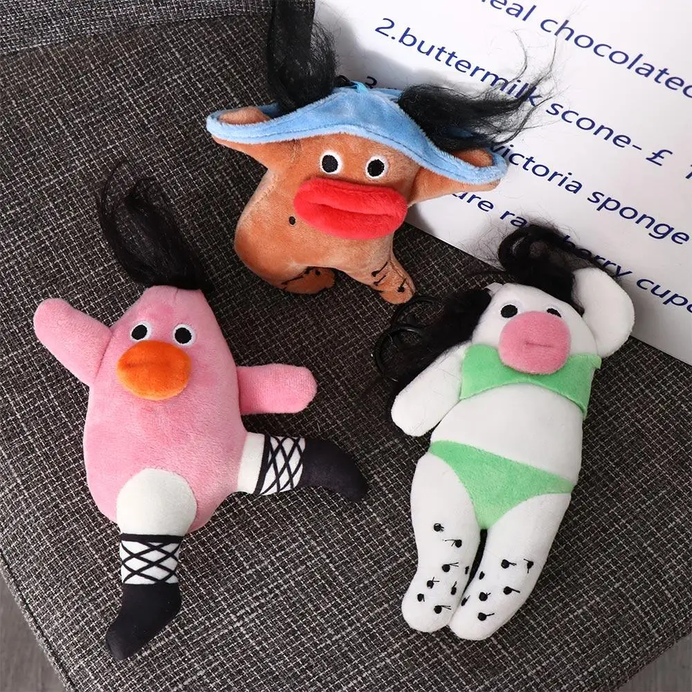 Sac suspendu PP coton saucisse bouche porte-clés en peluche doux grands yeux tissu porte-clés nouveauté dessin animé moche pendentif unisexe