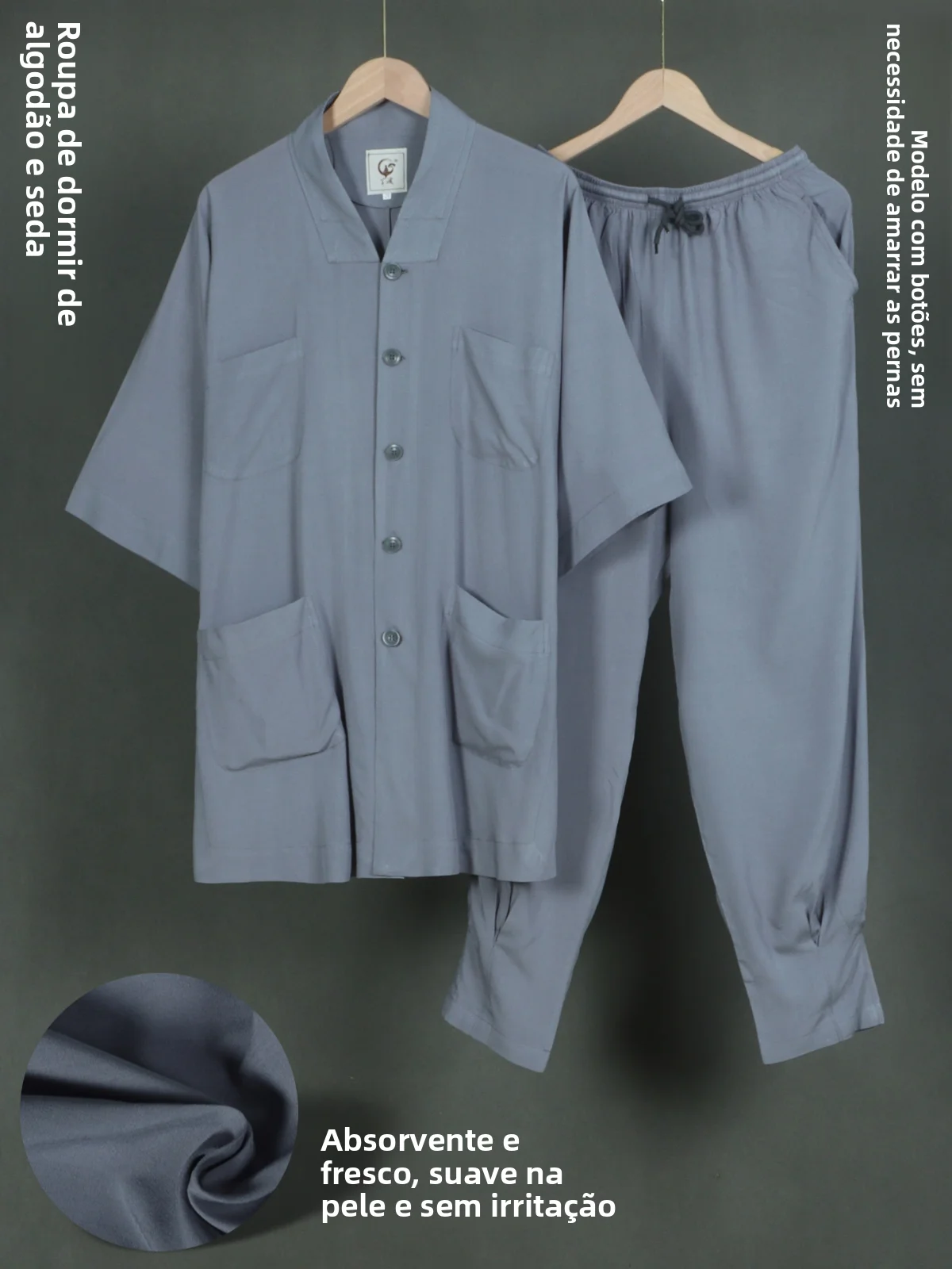 lightweight-cotton-silk-monastic-robe-set-short-sleeve-short-coat-male-version-no-belt-required-breathable-sweat-absorbent