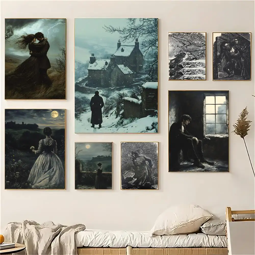 Art W-Wuthering Heights Poster Self-adhesive Decal Living Room Bedroom Party Bar Decor Moisture-proof Fade-resistant