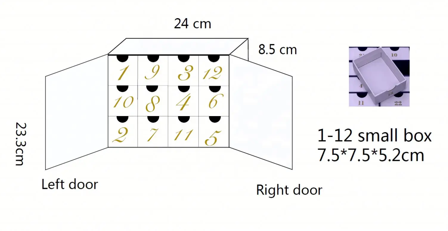 Customized query2023 Christmas Gift Calendar Box 12 Days Jewelry Calendar Gift Box Gem Stone Countdown Box
