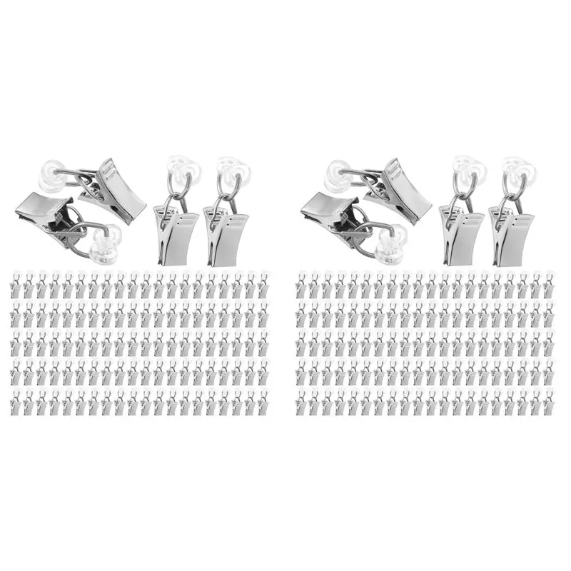 AB34-Pack de 200 pinces à rideaux, pinces à rideaux, rouleaux avec rouleaux et pinces en plastique, pinces à rideaux, pinces mét