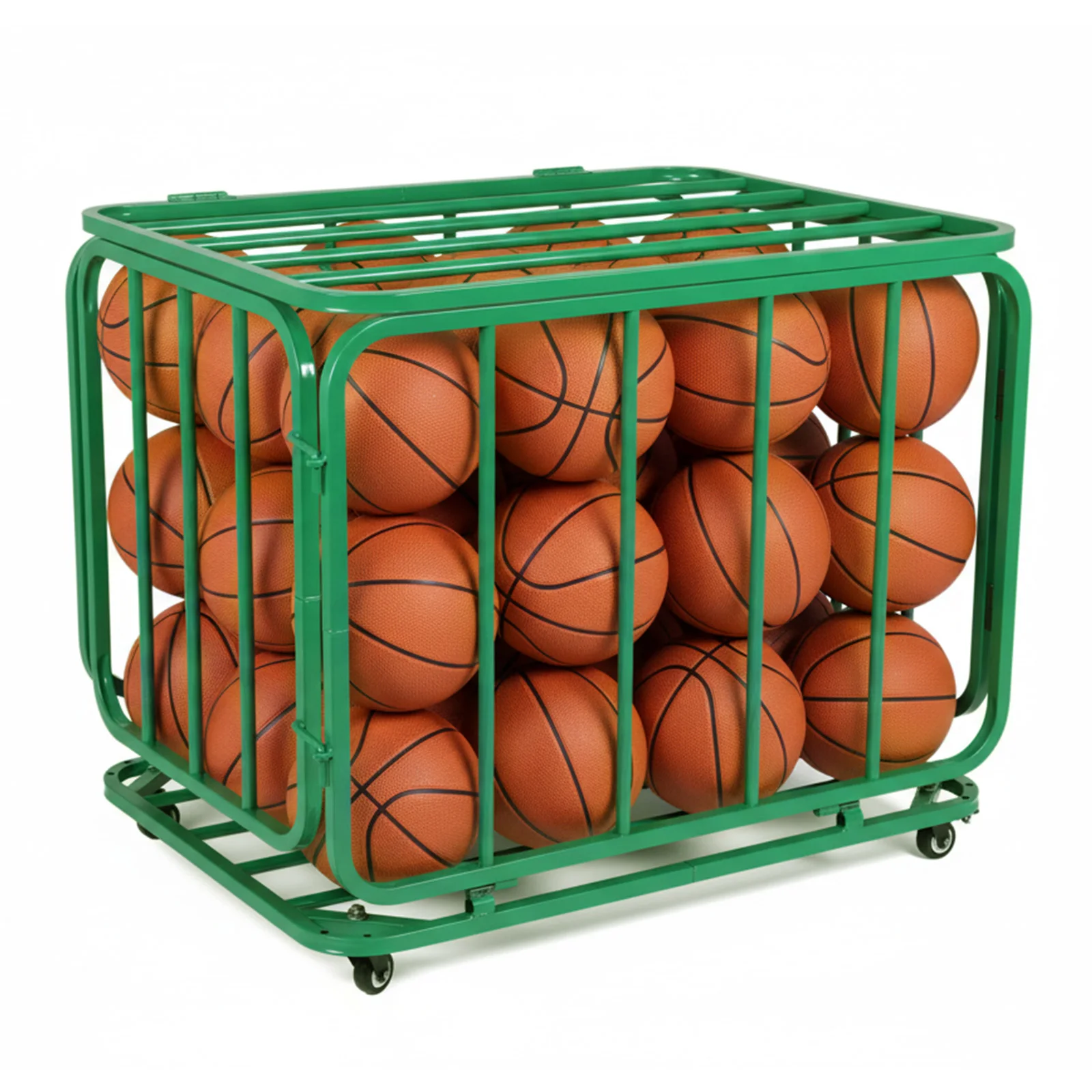

Basketball Or Volleyball Storage Ball Cart with Wheels & Lid Basketballs Cage for Gyms Schools Clubs Indoor and Outdoor