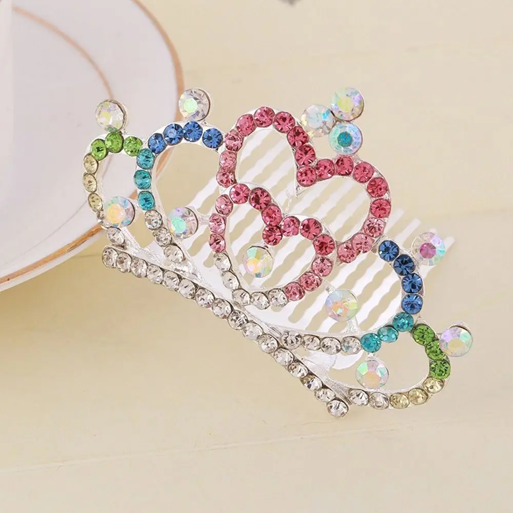 Cute Shiny Headwear Girl Headdress Alloy Tiara Rhinestone Hair Accessory Children Hair Clip Kids Girl Hair Comb Kids Hairpin