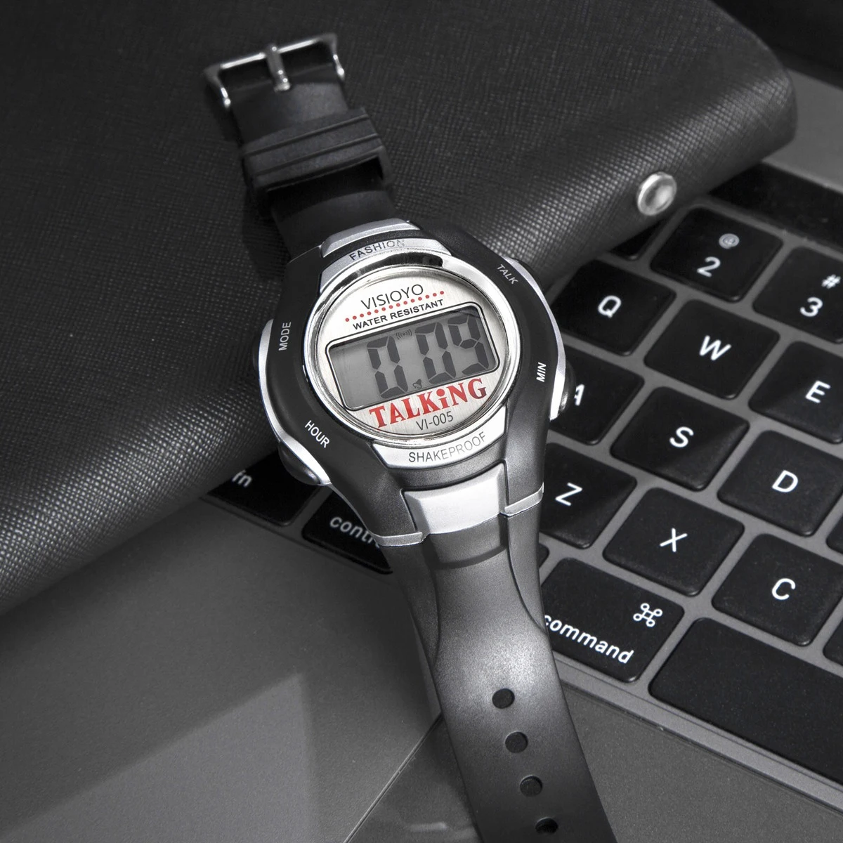 ساعة ناطقة عربية للمكفوفين وضعاف البصر - ساعة إعلان صوتي مع وقت/منبه منطوق، أزرار كبيرة وتشغيل بنزر واحد - مثالية لكبار السن ومستخدمي ضعف البصر VI-005(TA)