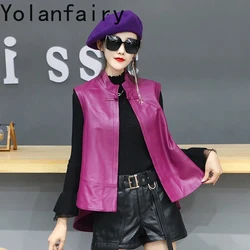 Genuine Leather Jackets Women Sheepskin Leather Jacket for Women 2024 Sleeveless Coat Vest Women Leather Top casaco SGG