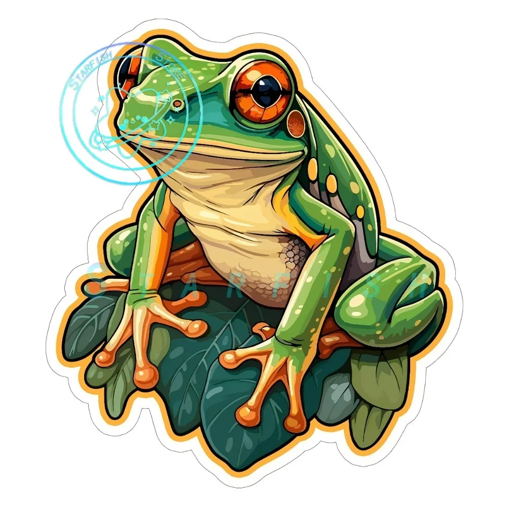 

Tree Frog Sticker Wildlife Nature Cute Tree Frog Enthusiast PVC Material Laptop Water Bottle Car Decoration Waterproof Sunscreen