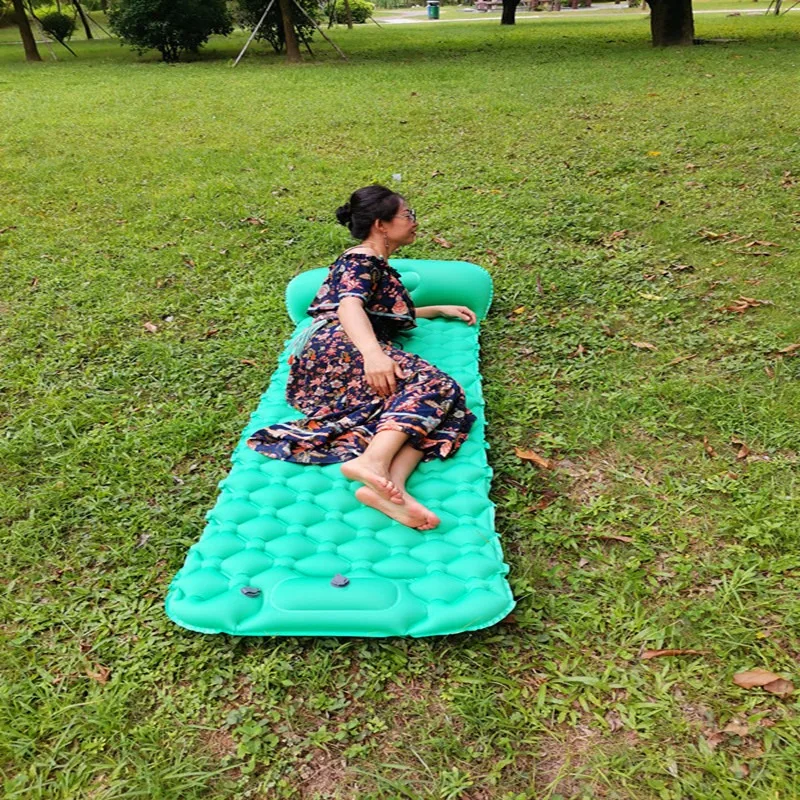 Blue Camping Outdoor Inflator Mattress Sleeping Pad Foldable Self inflatable camping air mat pad hiking bed mat