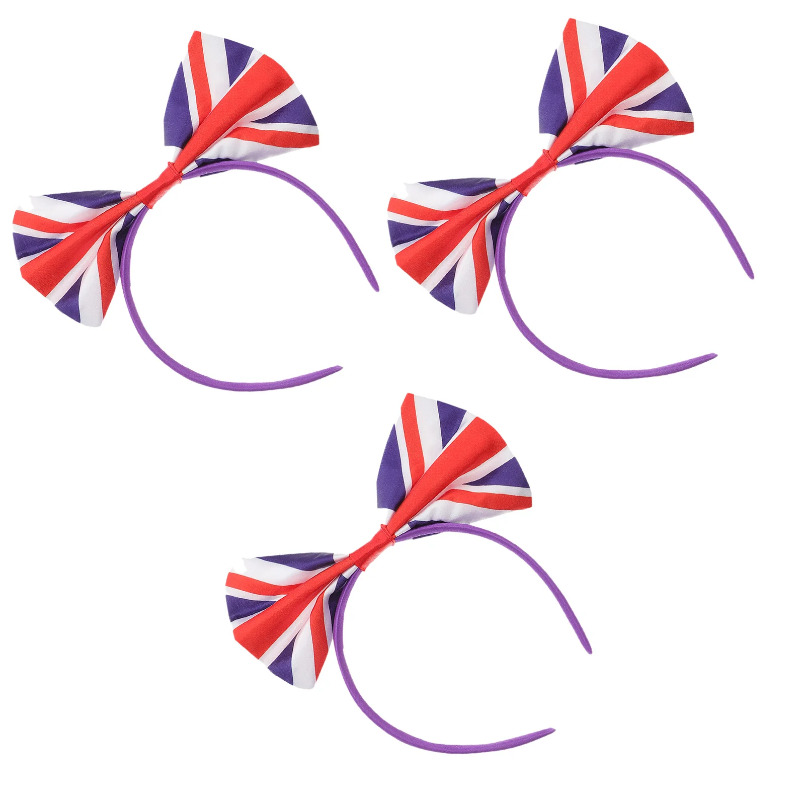 

3Pcs Butterfly Bow Hair Hoops Uk Flag Pattern Headbands for Party Festival Costume Christmas Mardi Gras New Year Eve Wear