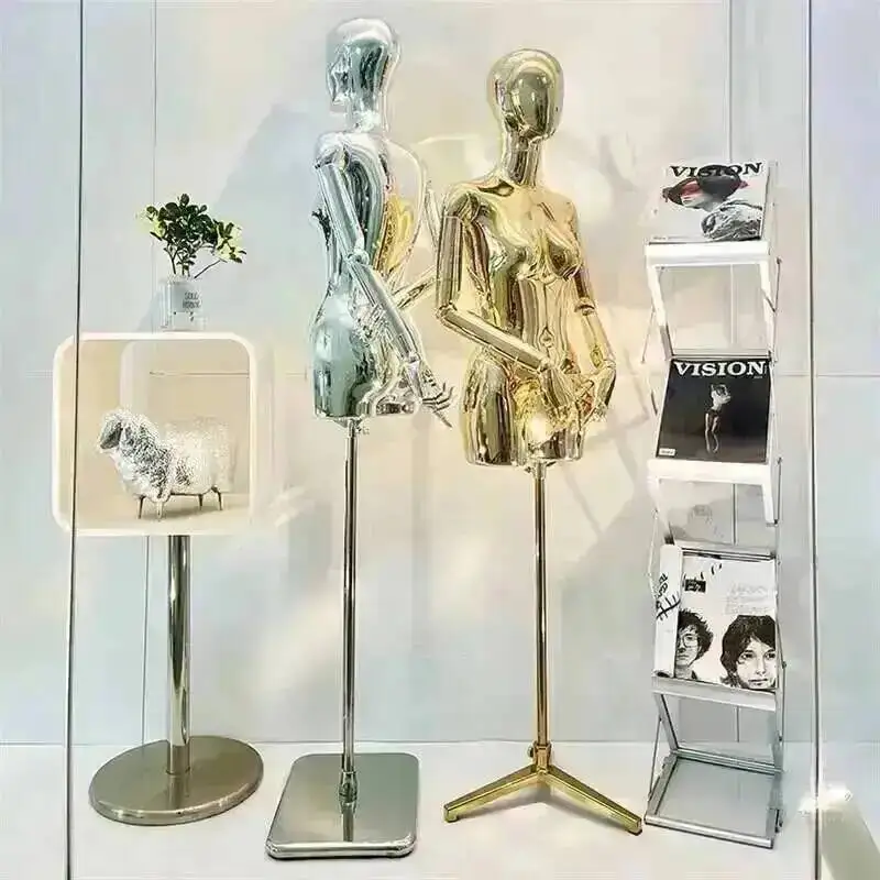 Props Electroplating Female Full for Body Mannequin Women Clothing Store Window Display Stand Half Body Sitting Posture Model