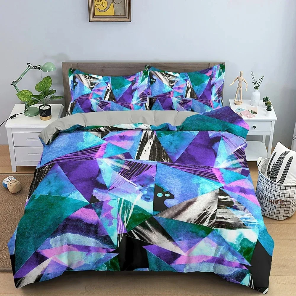 

Top Geometry Duvet Cover Colorful Pattern Bedding Set For Bedroom 3D Print Comforter Quilt Covers USEUAU Single Double Size