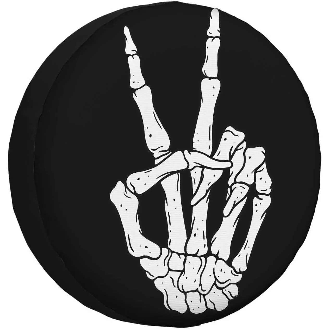 

Чехол для запасного колеса со скелетом, знак мира, жест Победы, винтажный костяной палец, черные универсальные защитные чехлы для колес