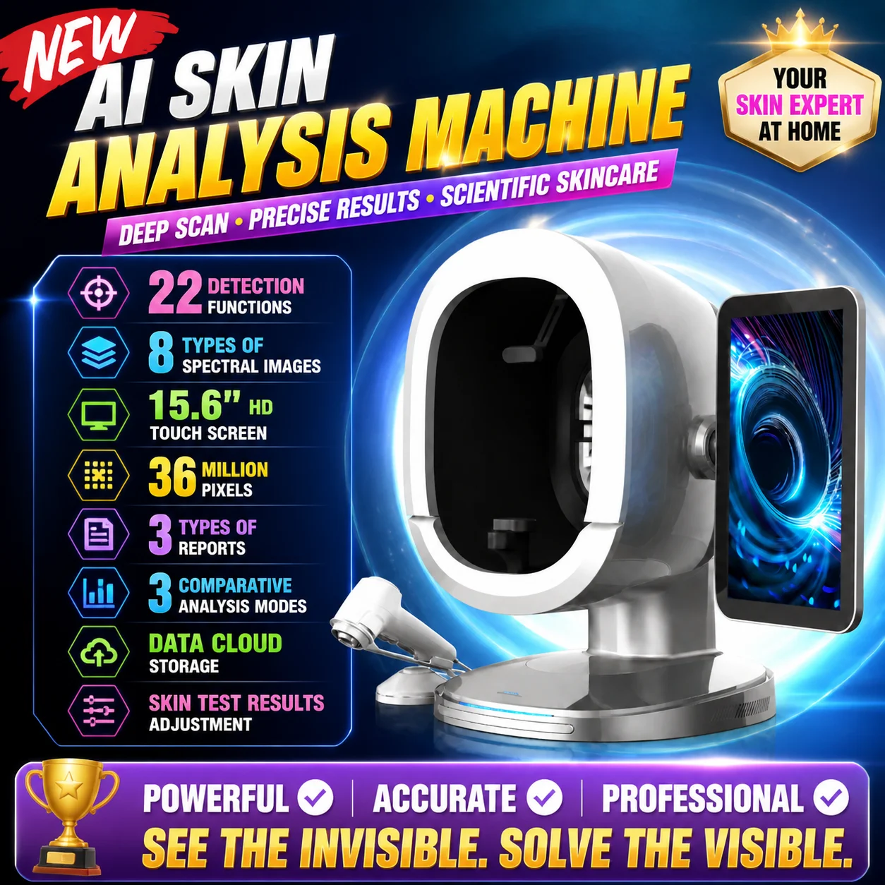 Newest AI-Powered Facial Skin Analysis Instrument Facial Tester Scanner Skin Analyzer Smart Intelligent Skin Analysis Machine