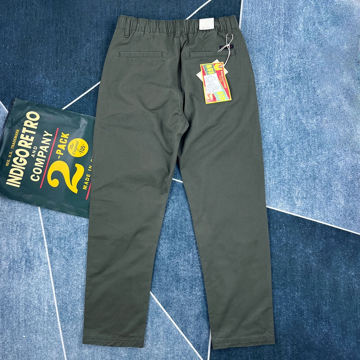 100% 면 캐주얼 바지 남성용 가을 미국 레트로 스트레이트 바지 끈 조임식 신축성 있는 허리 바지