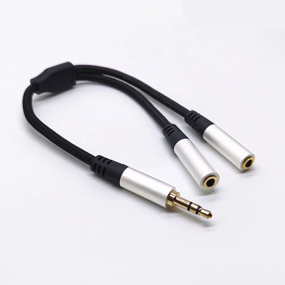 3.5mm 1 To 2 Dual Y Audio Headset Jack Splitter Share Cable Adapter Golden Connector Earpiece for Earphone Headphone