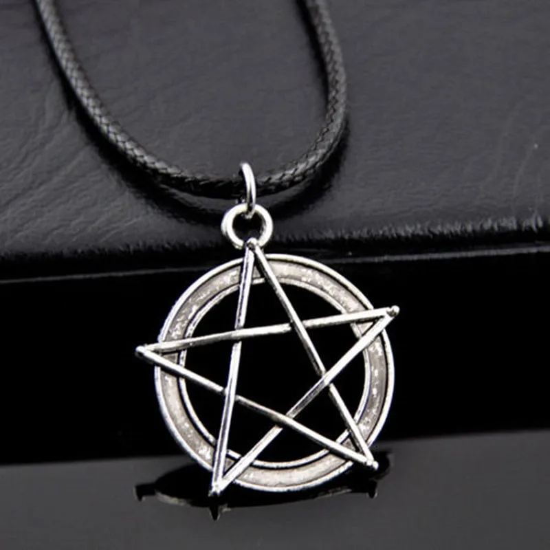 Pentagram Star Pendant Necklace for Women Gothic Wicca Charms Accessories Leather Choker Satan Fashion Jewelry Witchcraft Goth