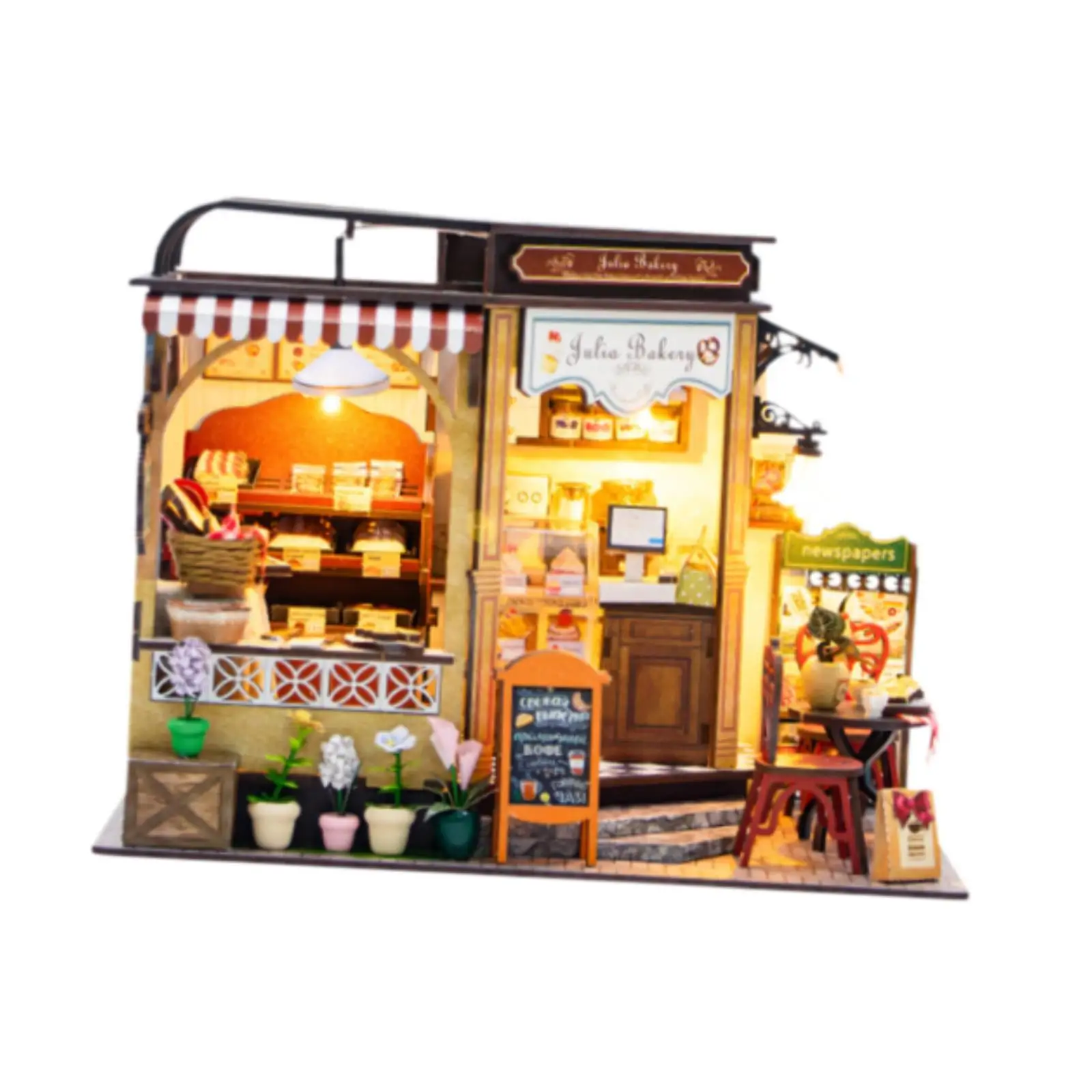 

Наборы для сборки миниатюрных кукольных домиков своими руками с мебелью и аксессуарами для пекарни, 3D деревянный пазл, креативный подарок для друзей на праздник