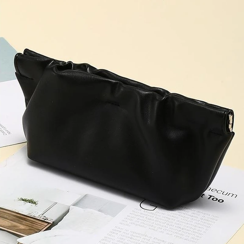 

Black Glasses Case Ladies PU Leather Cloud Shape Automatic Closing Sunglasses Bag Portable Storage Protective Wallet