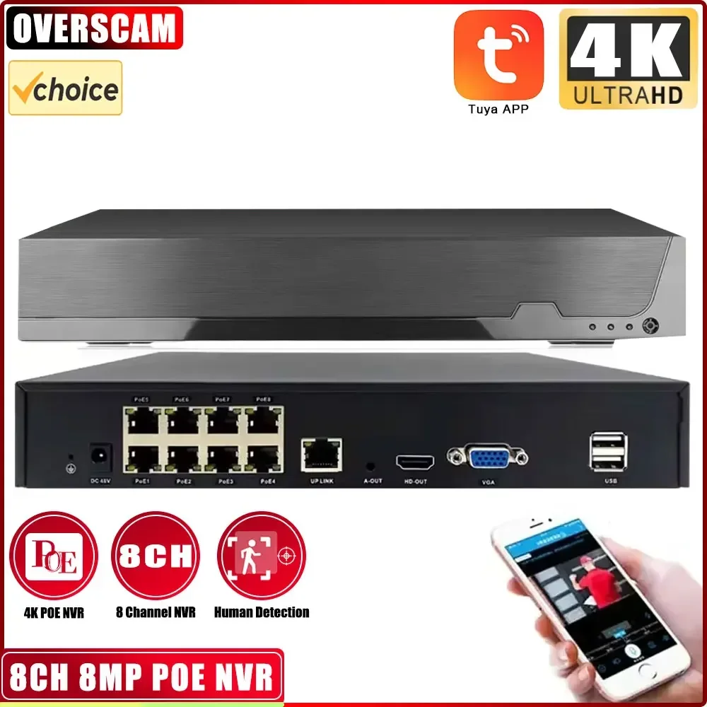 

SMART LIFE 4K 8CH PoE NVR 8MP CCTV Security System Face Detection H.265+ Network Surveillance Audio Video Recorder NVR Tuya app