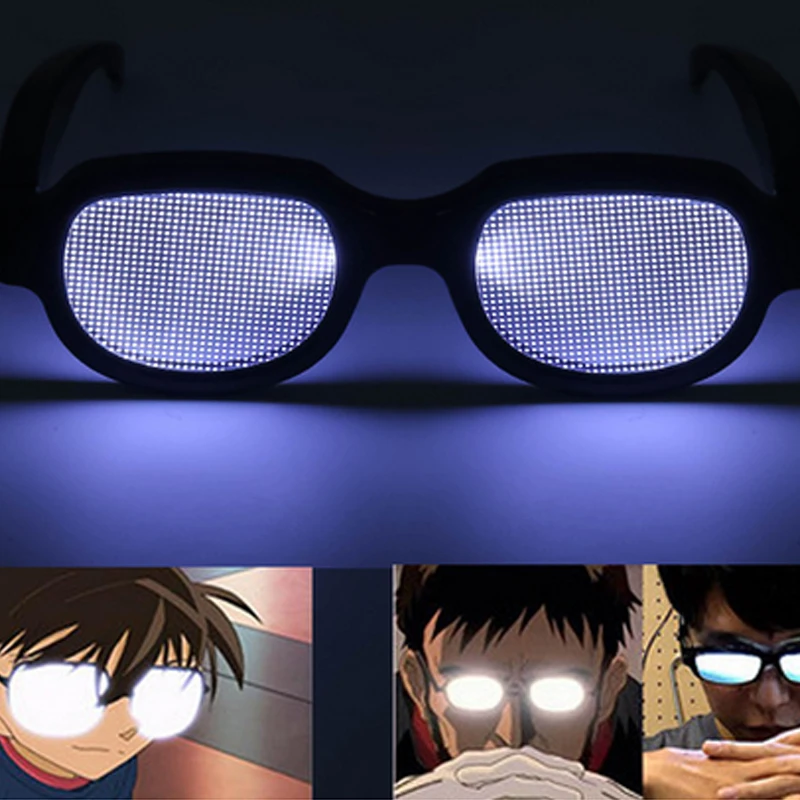 Gafas LED Conan puesta en escena Club Cosplay Conan accesorios de rendimiento Cyberpunk gafas brillantes de dibujos animados Anime gafas divertidas