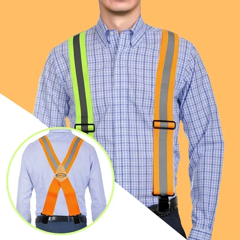 Deepeel-Bretelles élastiques larges réglables pour hommes, bretelles de travail, sangle de type X, orange structurels ent, 5x120cm, 1 pièce