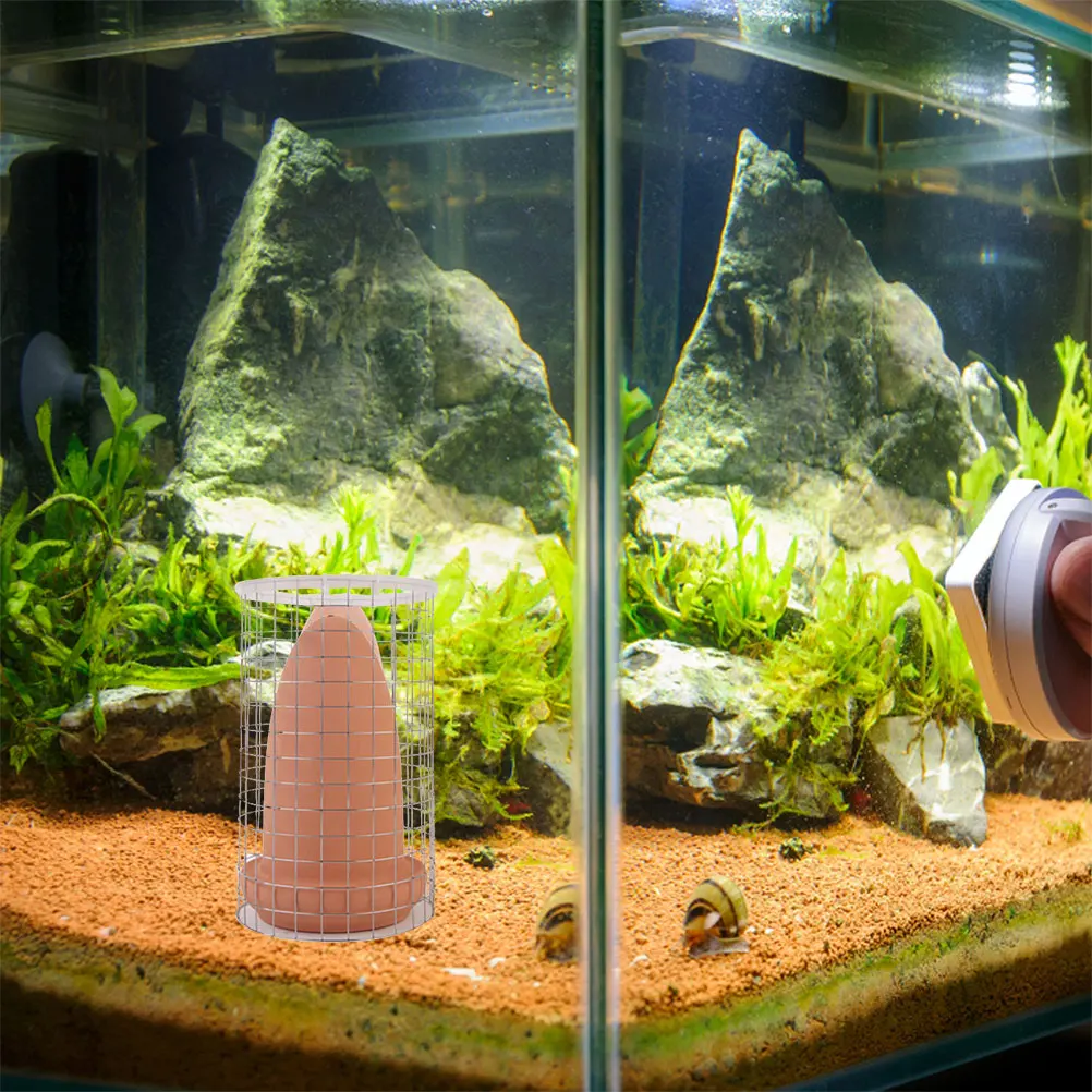 1 Set Pottery Clay Fish Breeding Bucket With Isolate Net Shrimp Spawning Breeding Cone Angelfish Spawn Barrel Fish Incubator