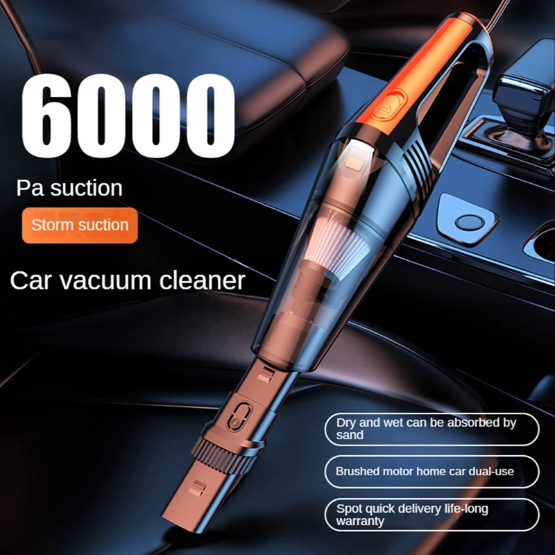 Wireless Car Vacuum Cleaner 6000Pa Strong Suction Portable Vacuum Cleaner Dual Use Handheld Cleaning For Home Desktop