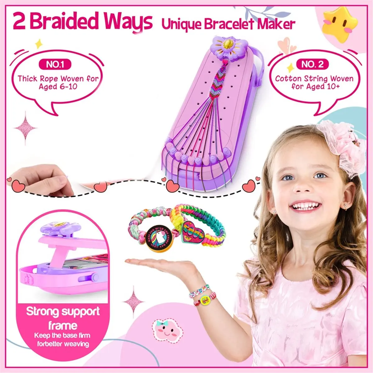 AB09 DIY Bracelet Making Kit for Girls - Children'S Jewelry Rope Weaving Set Toy Suitable for Ages 6-12 Gift