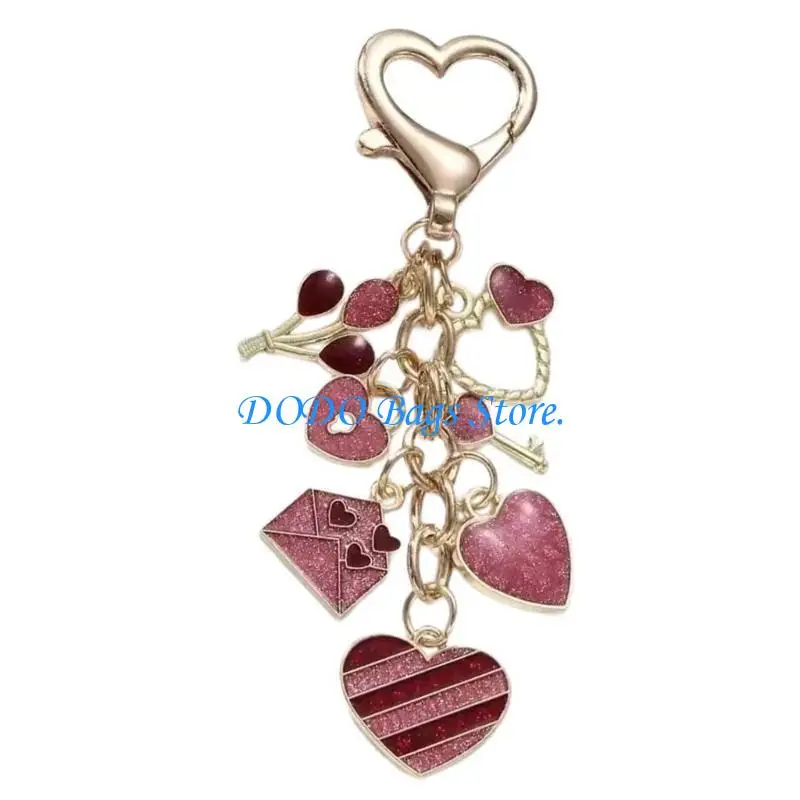 

E8FB Heart Sequined Keychain With Butterfly Tassels For Fashionable Bag Charm Accessory Lightweight And Practical Bag Pendant