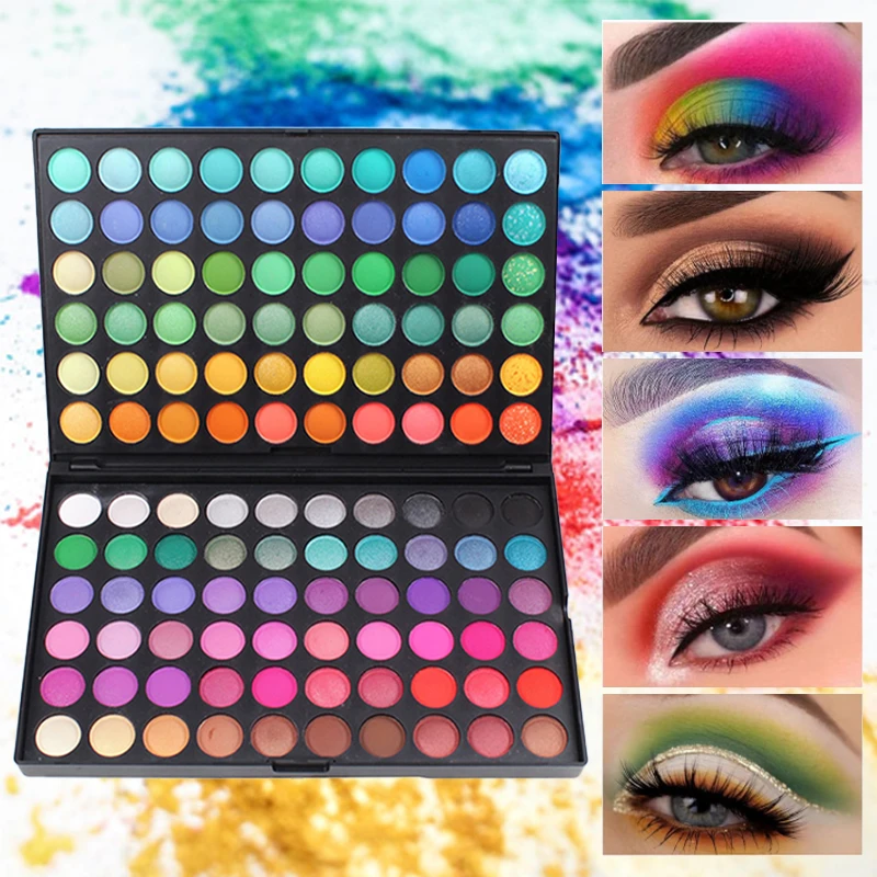 120 Colors Eyeshadow Palette, Matte Shimmer Rainbow Multicolor Eyeshadow, Long Lasting High Pigment Professional Cos Makeup Pale