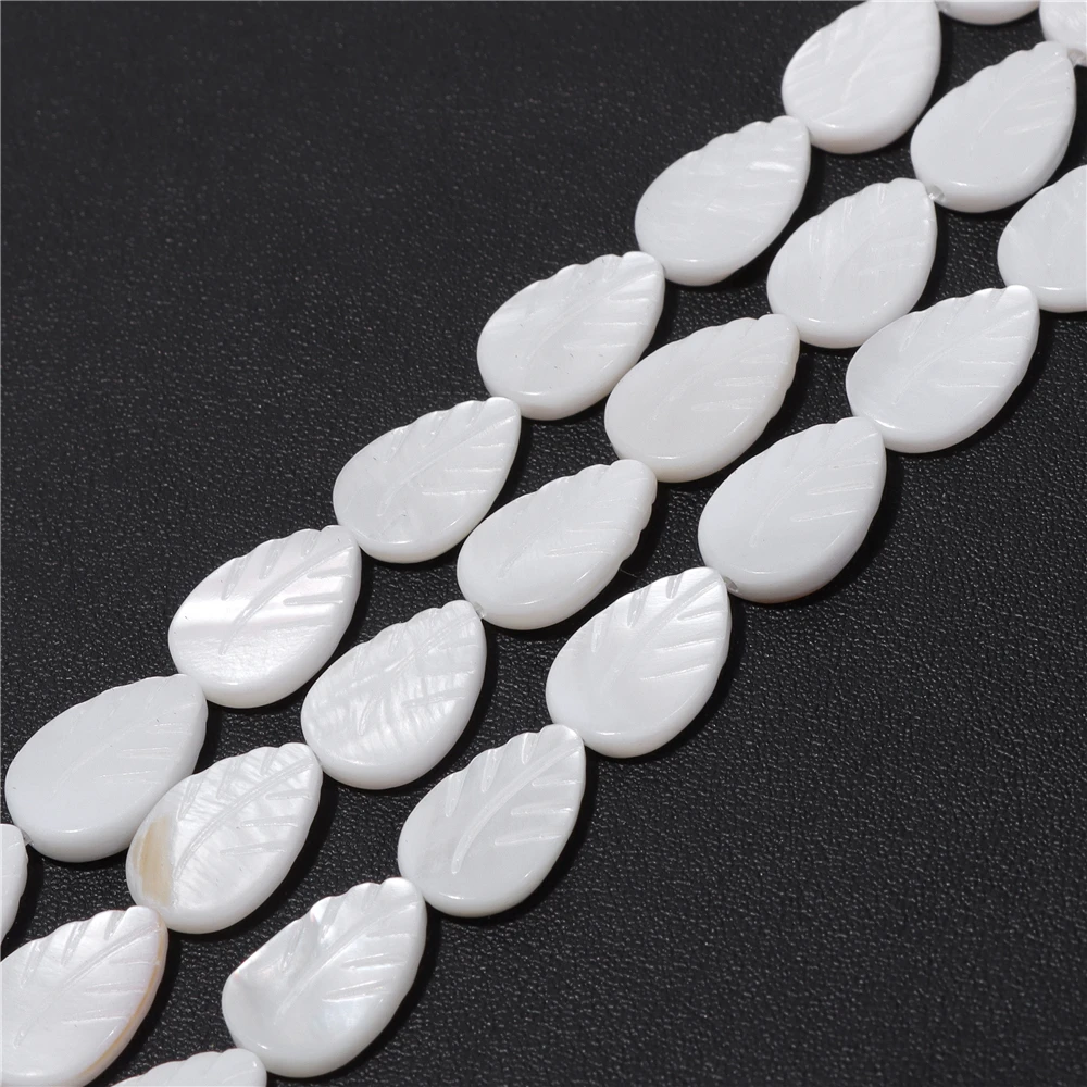 10x15mm Leaf Shape Shell Beads Leaves Mother of Pearl Shell Leaf Beads for Jewelry Making Bracelet DIY Charm Earrings 15 Inch