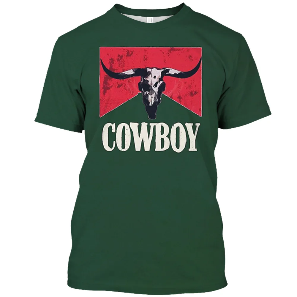 

Men's Cowboy Letter 3D Printed Short Sleeve T-shirt Summer Casual Loose Comfortable Crew Neck Tee Tops Street Harajuku Pullovers