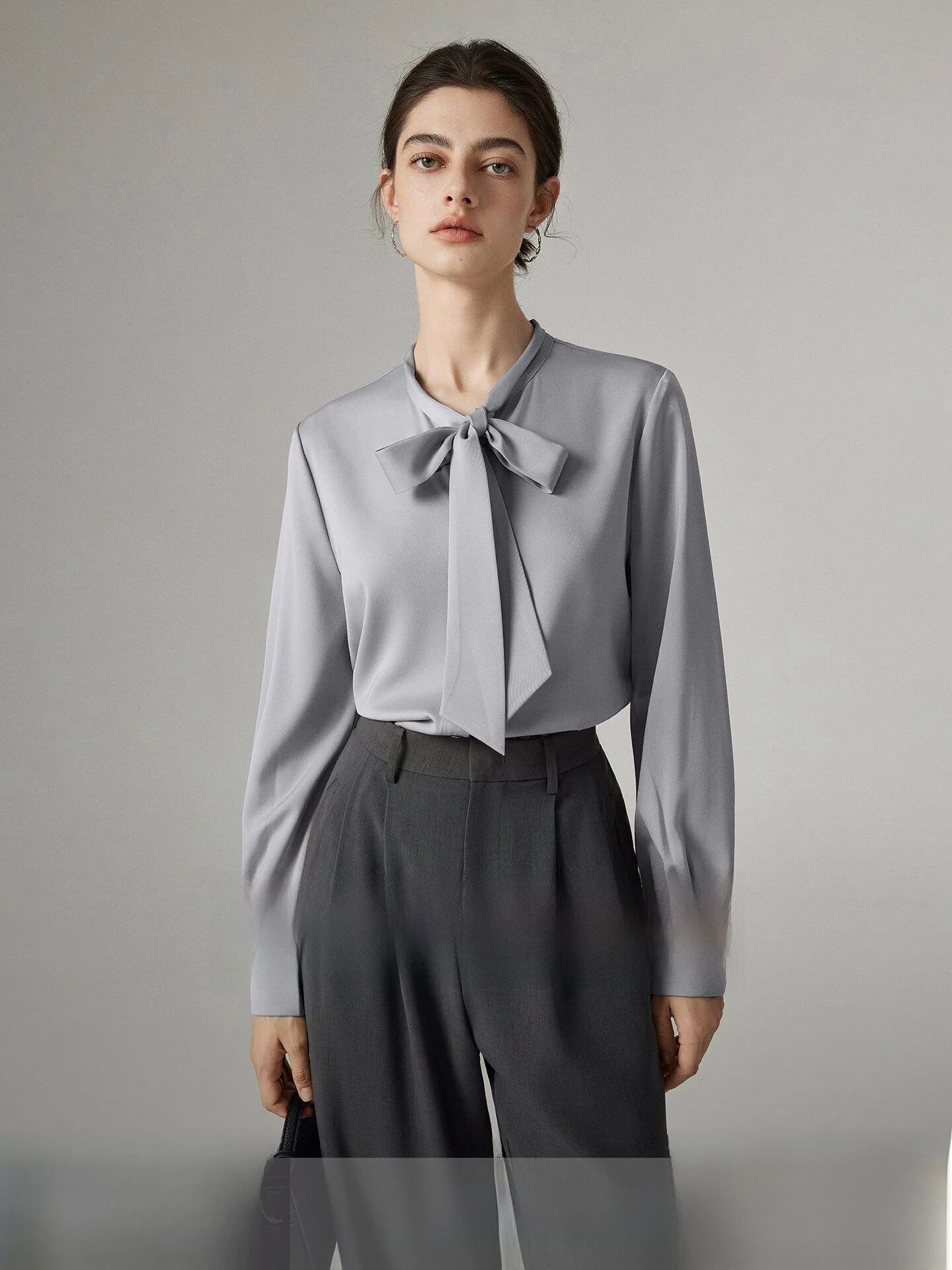 

Женская сатиновая рубашка Yake Home серого цвета с длинным рукавом, профессиональная, для офиса, удобная, дышащая, с V-образным вырезом, прямого кроя