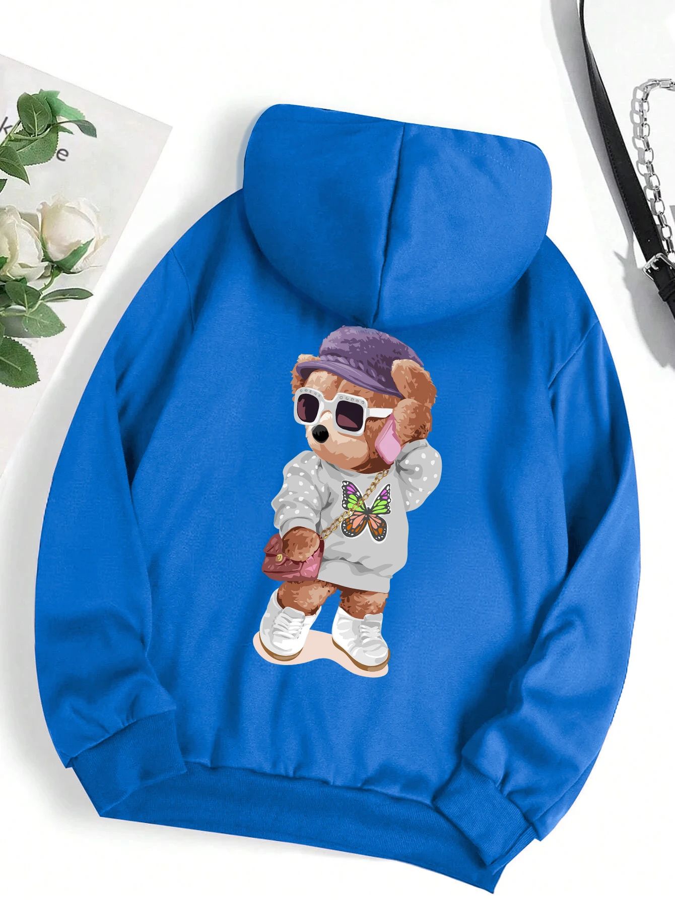 

The Bear Sister Wearing Glasses Funny Printed Women Hoody Autumn Fleece Clothes Trendy Pocket Streetwear Pullover Fashion Hoodie