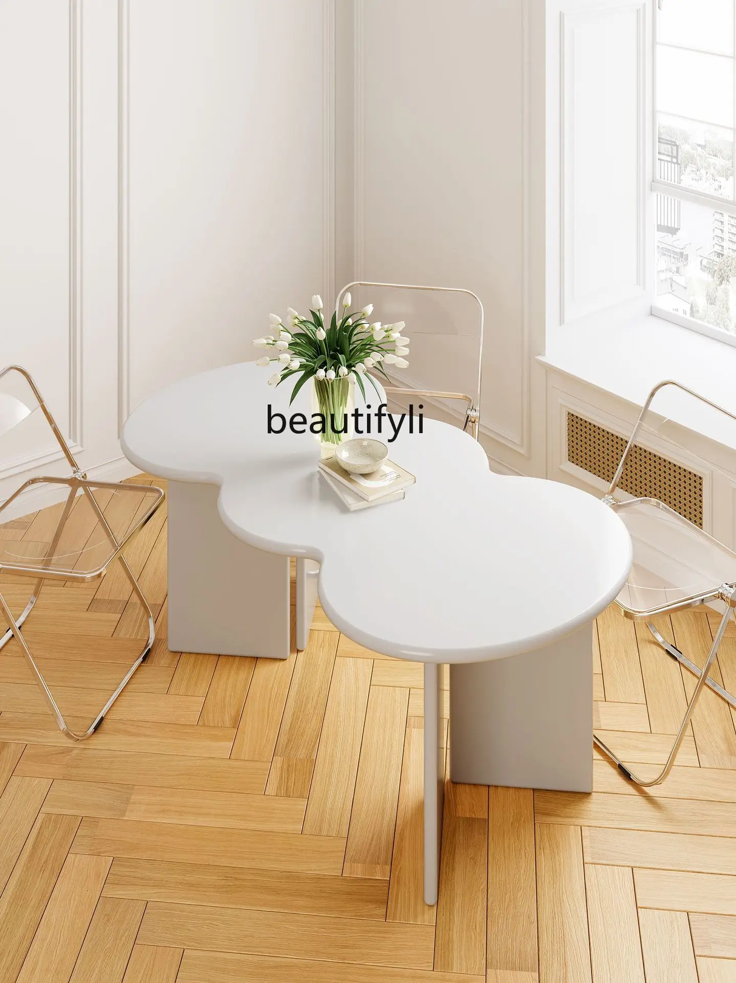 

zqNordic Solid Wood Dining Table Oval Modern Minimalist Desk Creative Computer Table Conference Table