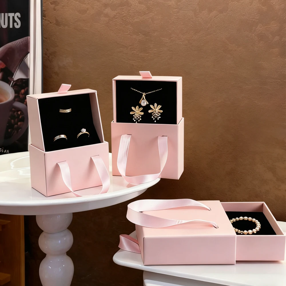 

100 шт., ящик для ювелирных изделий, раздвижная портативная сумка, упаковка, органайзер для ювелирных изделий, кольца, ожерелья, серьги, браслеты, подарочный чехол