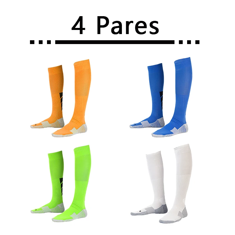 4 Pairs Football Training Socks, Compression Socks, Breathable and Sweat Absorbent, Anti-Fatigue, High Cano