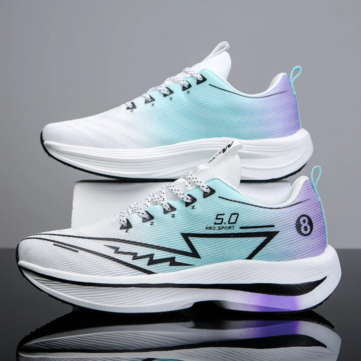 Men Carbon Plate Running Shoes Cushioned Sneakers Breathable Non-Slip Lace Up Tennis Sports Shoes