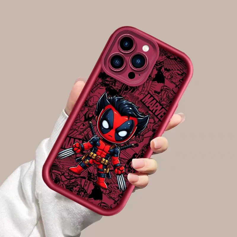 Marvel Creative Deadpool For Apple iPhone 15 14 13 12 11 XS XR X 8 7 Pro Max Plus Pro Shockproof Soft Eye Ladder Phone Case