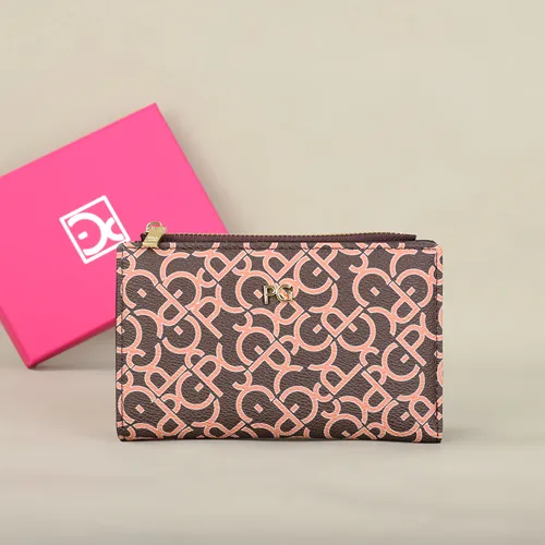 Imagen 2 del producto Cartera de mujer PG, cartera de almacenamiento larga Retro clásica con patrón de Color y letras a la moda, cartera de mujer de Material PVC